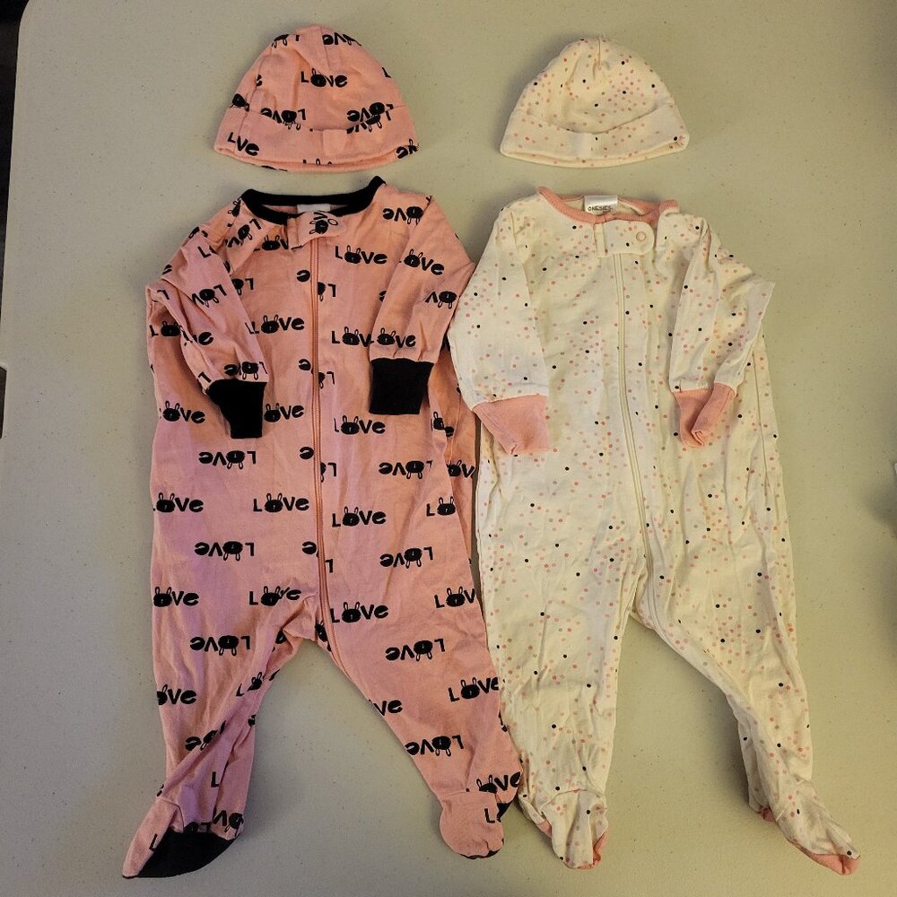 Baby Sleepers w/ matching hats 0-3mo